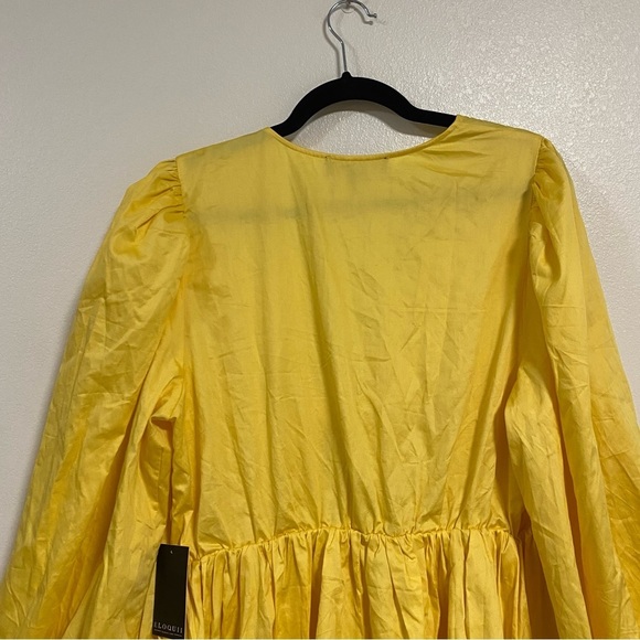 Eloquii Dress Women’s Size 16 Yellow Bubble hem Puff Sleeve Mini Dress NWT - Picture 8 of 15